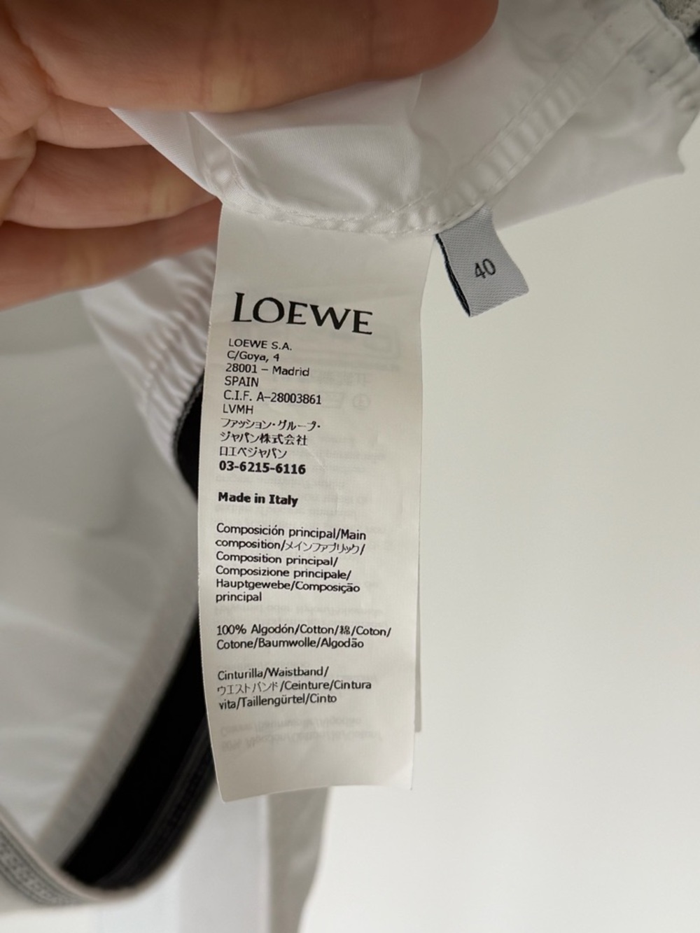 Loewe White Cropped Cotton Shirt with Branded Hem - Picture 6 of 6